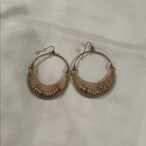 Gold and Pink Hoop Earrings